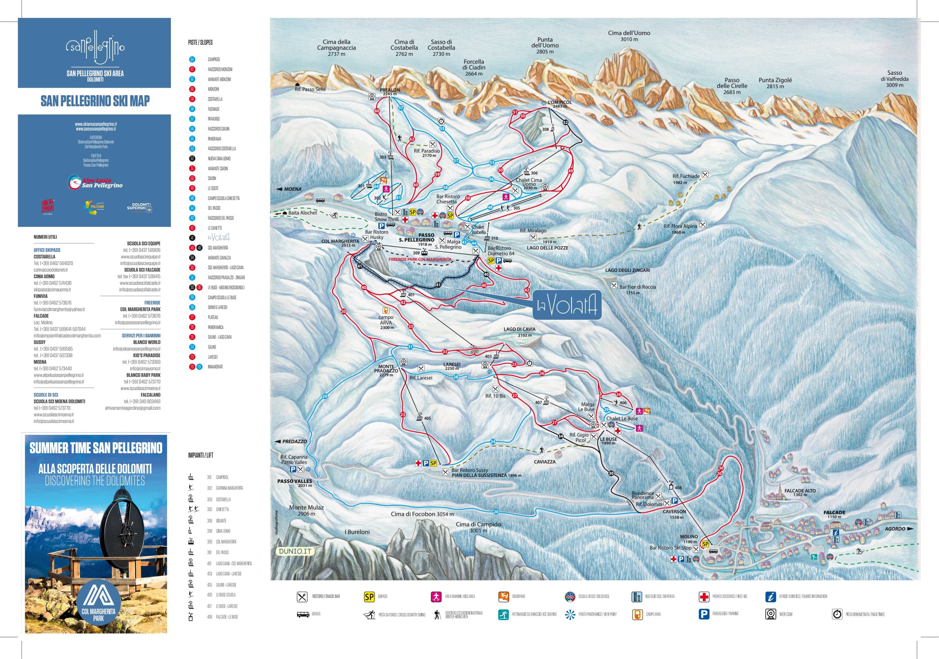 falcade mapa Trail map Passo San Pellegrino/Falcade