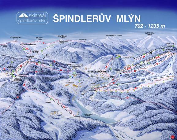 špindlerův Mlýn Ski Map Orientation Špindlerův Mlýn - Information Boards, Sign-Postings Špindlerův  Mlýn