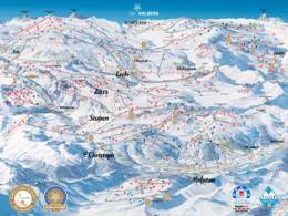 Trail map St. Anton/St. Christoph/Stuben/Lech/Zürs/Warth/Schröcken – Ski Arlberg