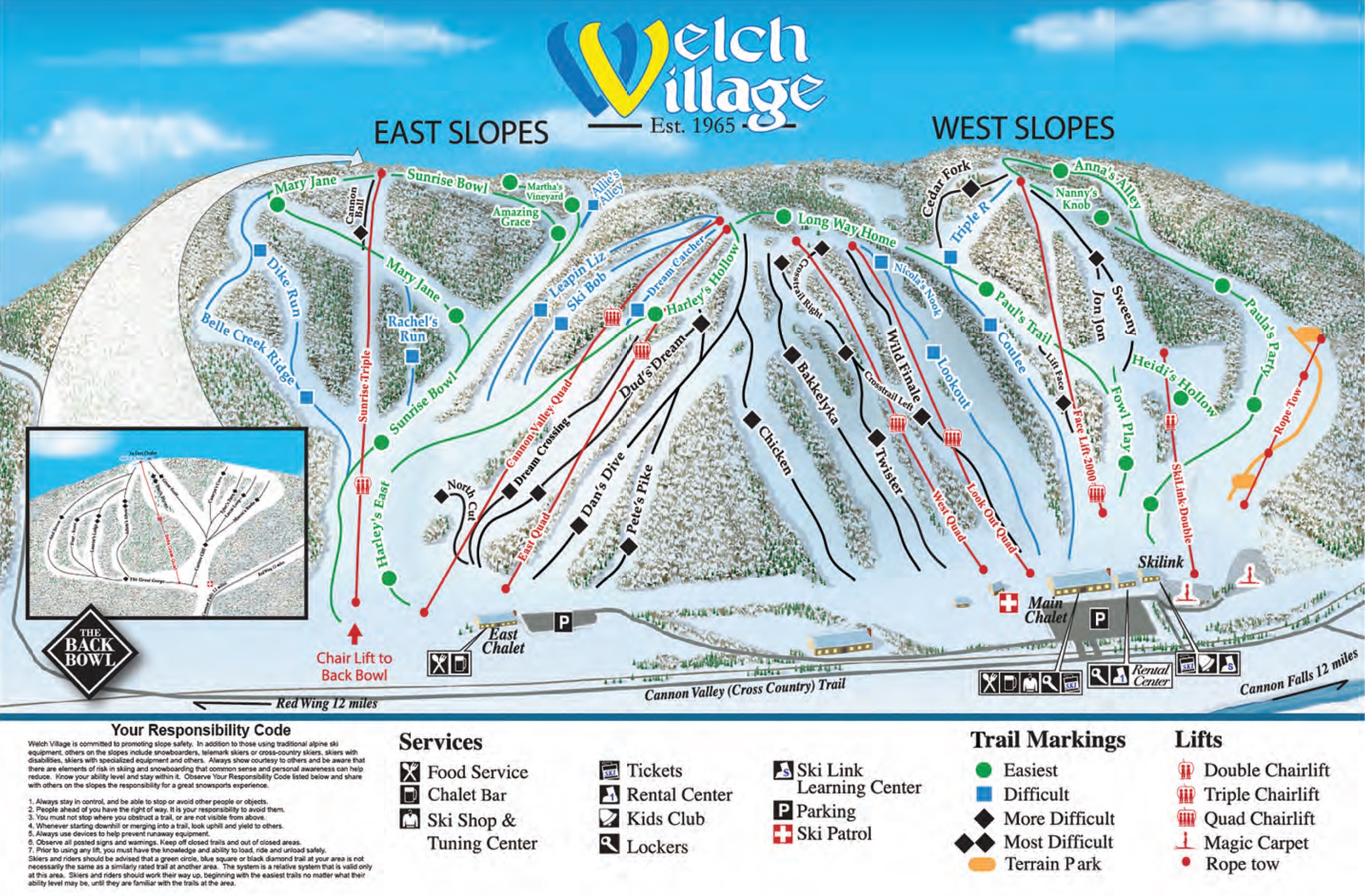 Sunrise Ski Resort Trail Map Trail Map Welch Village
